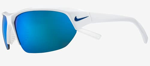 Nike EV1125-104 Skylon Ace Sunglasses White Frame Color, Grey with Blue Mirror Lens Tint