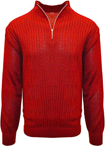 STACY ADAMS Men's Sweater, Solid Cable Knit Twist (Medium, Red)