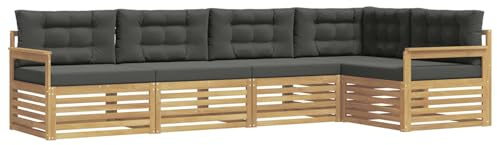 vidaXL Outdoor-Sofagarnitur 6 pcs Weiß und Anthrazit Polyester, Patio Lounge, modernes Sofa für draußen, wetterfestes Gartenmöbel, bequemes Terrassen-Set