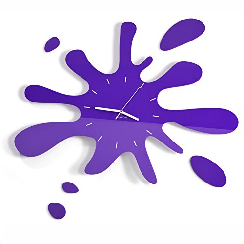 FLEXISTYLE z18k_8a Moderne wanduhr jugendzimmer Jungen Fleck, Violett (blaubeere) 64cm, wanduhr Teenager