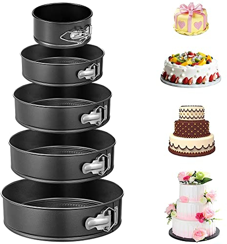 Denny International 5pc Springform Cake Mould Tray Non Stick for Baking Perfect for Wedding Birthday Parties