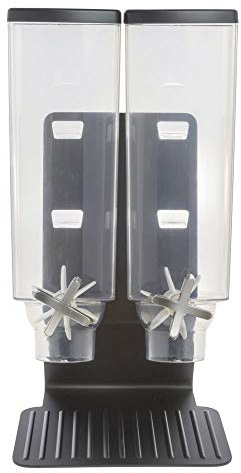 HUBERT 2 Container Cereal Dispenser with Stand - 9 3/16 L x 8 1/8 W x 17 3/16 H