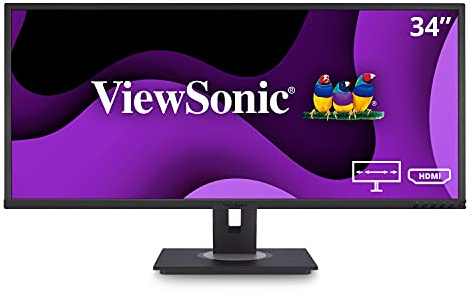 Viewsonic VG3448 86,6 cm (34 Zoll) QHD Ultra Wide 1440p Business Monitor (UWQHD, IPS-Panel, HDMI, DP, USB 3.0 Hub, Höhenverstellbar, Lautsprecher, Eye-Care, 4 Jahre Austauschservice) Schwarz