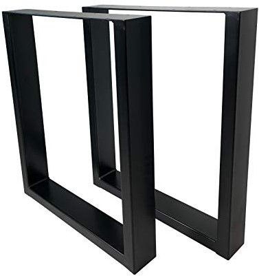 Set of 2 Pieds de Table Pied de Meuble Rectangulaire Pied de Table à Manger avec Protecteur en Profilés d'Acier 100x40 mm (60x72 cm, Noir)