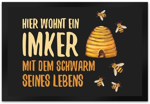 trendaffe - Hier wohnt EIN Imker mit dem Schwarm seines Lebens Fußmatte XL mit Bienen Motiv