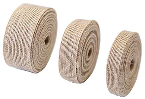3 Rollen Natürliche Jute-Bänder, Juteband Vintage Geschenkband, Hessisches Stoffband, für Geschenkverpackungen, Basteln, Weihnachtsdekoration (1,5cm, 2,5cm, 3,8 cm)