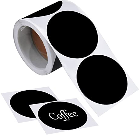 120 Stück/Volumen Tafel-Aufkleber 5cm Rund Schwarz Wasserdichte Selbstklebend Wiederverwendbar Etiketten Tafelaufkleber für Küchen Etiketten Gewürzgläser Einmachgläser Marmeladengläser Flaschen usw