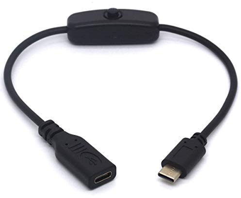 Openii - Interruptor de alimentación Raspberry Pi, cable de extensión USB C macho a hembra tipo C, interruptor de encendido/apagado en línea para Raspberry Pi 4 An-droide (solo para carga)