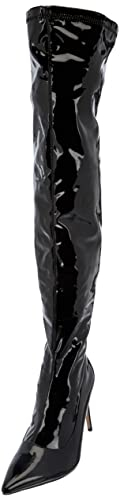 Only maker Damen Overknees Stretch Stiefel Stiletto Absatz Lack Optik Schwarz 36 EU