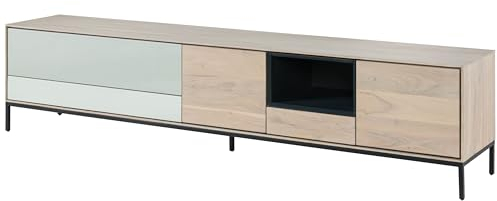 MASSIVMOEBEL24.DE TV-Board Akazie 240x45x55 grau-weiß lackiert Chicago #03