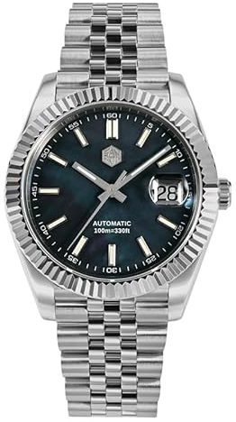 NC San Martin Herren Kleideruhr Mechanische Uhren Jubiläumsarmband Retro Classic Luxury Automatic Armbanduhr (MOP)