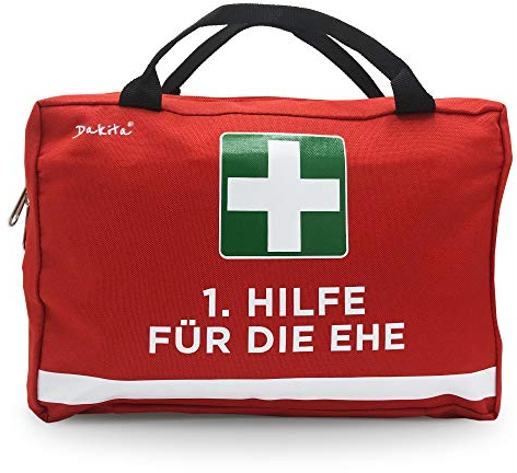 Dakita Erste Hilfe Tasche für die Ehe – Lustiges Geschenk zur Hochzeit fürs Brautpaar oder zum Hochzeitstag – 28×18×8 cm – rot, ohne Inhalt