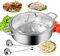 Edelstahl Hot Pot Wok Mit Unterteilungen Heißer Topf mit Teiler Chinesischer Feuertopf Shabu Shabu-Topf Edelstahltöpfe mit Glasdeckel Doppelseitiges Suppenkochgeschirr (Diameter: 32cm/12,6 Zoll)