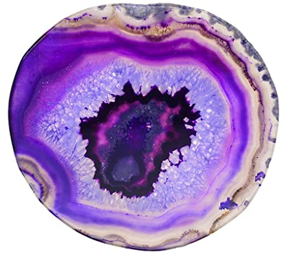 SM SunniMix Natürliche Achatscheiben Geode Steine, Untersetzer Becher Matte, 80 100 Mm / 3,2 4 Runde, für Schmuckherstellung, Heimdekoration, DIY, 6, Lila, 80-100mm