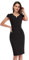 KOJOOIN Women's Work Dress V-Neck Business Slim Bodycon Workwear Pencil Dresses Cap Sleeve Black L