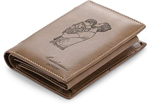 JEWEL Herren Foto Geldbörsen Personalisierte Leder Brieftasche mit Namen Gravierte Benutzerdefinierte Brieftasche für Familie Freund Sohn Geschenk zum Valentinstag Vatertag (Geldbörsen 1)