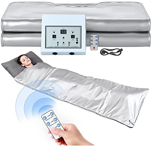 Ferninfrarot Heizung Saunadecke, Tragbare Far Infrared Khan Dampfdecke Mit Fernbedienung, 2 Zonen Unabhängige Temperatur, Zum Entspannen, Schwitzen, Zur Linderung Körperlicher Ermüdung,Silver
