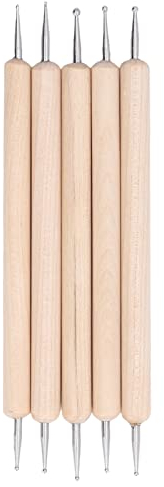 DeWin Lot de 5 stylos d'indentation pour dessin, stylet de pointage à double extrémité en hêtre en acier inoxydable pour peinture, gravure