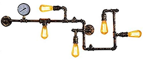 Retro Lampe Industrial Steampunk Lampe Wasserrohr Lampe Pendelleuchte Wandlampe Metall Pendelleuchte, St64 Leuchtmittel, für Pub Cafe Bar Dekoration, Esszimmer (A-Form)