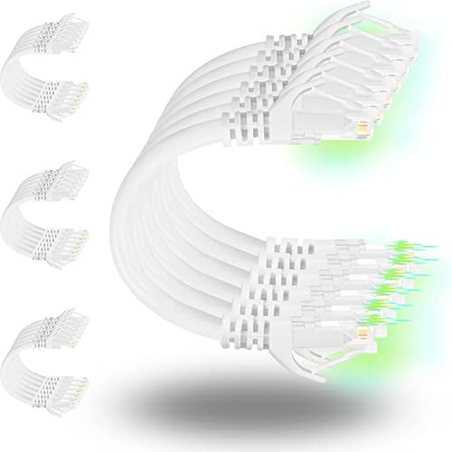 Rapink Cat6 5ft (24 Pack) Ethernet Patch Cables, 10G Support, White, Female-to-Female, Cat6 Ethernet Cable Pack for Patch Panel to Switch, Router, Switch, Modem, NAS, IP Camera, VoIP Phone