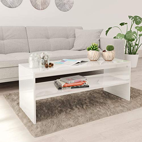 INLIFE Couchtisch Hochglanz-Weiß 100x40x40 cm Holzwerkstoff