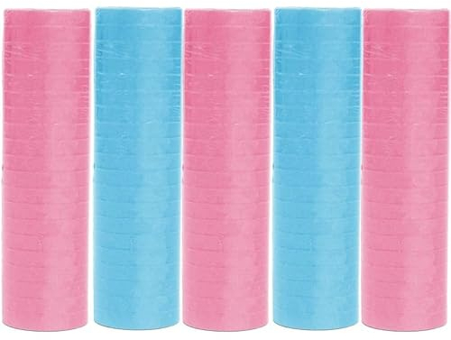 Luftschlangen Papier bunt Party Deko Geburtstag Hochzeit Set holografisch, Stück:5 Stück, Luftschlangen:Hellblau/Rosa