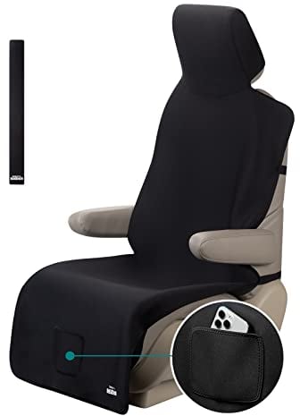 1PC Upgraded Widened Neoprene Seat Cover Towel for Dog and Kid, Waterproof Car Seat Protectors Non-Slip with 3 Buckle Straps and Front Storage Pocket, Universal Seat Covers for Cars Van Truck SUV