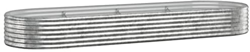 vidaXL Hochbeet, Wetterfestes Hochbeet für Garten Balkon Terrasse, Kräuterhochbeet zum Selber Bauen, Pflanzkasten aus Metall, Pulverbeschichteter Stahl Silbern