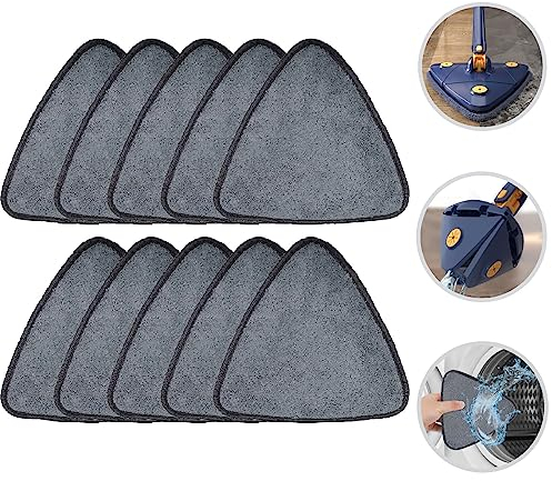 Suuwwn 360 Almohadillas de Repuesto Giratorias Ajustables,Fregona Triangular,Cabezas de Fregona de Repuesto,Almohadillas de Limpieza Reutilizables,Repuesto para Fregona Microfibra de Recambio (10)