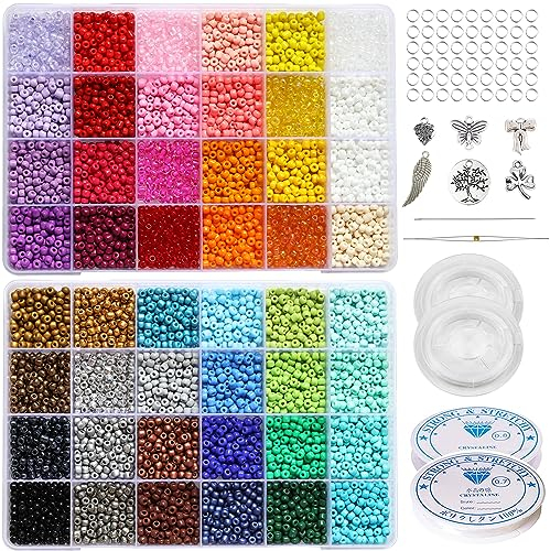 Bala&Fillic 4mm Perlen Glasperlen zum Auffädeln 48 Farbe 6800 Stück 8/0 Rocailles Perlen für Armbänder Ketten Schmuckherstellung