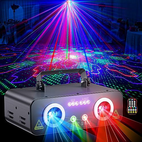Ehaho Dual-Lens Disco Lights L2800 | Strobe Music Disco Lights for Parties | Dj Light with Sound Activated | RGB & UV Strob Stage Lighting with DMX Controlle for Parties Nightclub Live Show Halloween