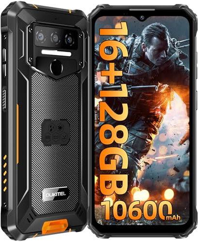 OUKITEL WP23 PRO Rugged Smartphone - 16GB RAM+128GB ROM 10600mAh Mobile Phones, 6,52 HD+ Display Android 13 Phone, 13MP+5MP Camera, IP68 Waterproof Phone Unlocked/Dual SIM 4G/NFC/OTG/GPS - ORANGE