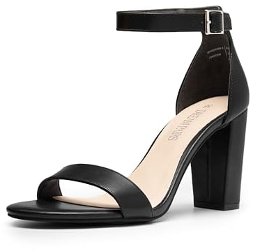 DREAM PAIRS Damen Klassische Sandalen mit Absatz Hochzeit Pumps elegant,Size 39,Schwarz-Pu,SDHS2434W-E