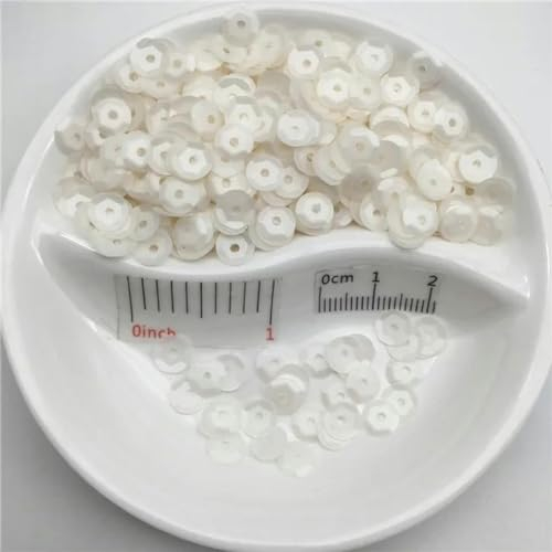Taza redonda de 6 mm, mate, PVC mate, lentejuelas sueltas, artesanía de costura para decoración de bodas, prendas de vestir, zapatos, gorras, bricolaje, venta al por mayor, blanco mate, 6 mm, 150 g