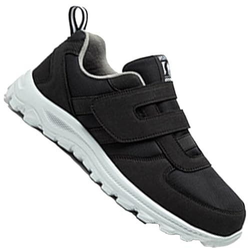 AZMAHT Chaussures pour œdèmes diabétiques Larges Chaussures pour Personnes âgées gonflées de Pied de Grande Taille, Chaussures de Sport réglables,Men Black,45/275mm