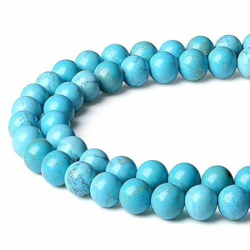 XIANNVXI 8mm Naturstein Grüner Türkis Perlen zum Auffädeln mit Loch Runde Kristalle Edelsteine zum Auffädeln Perlen für Armbänder Ketten DIY Schmuck Basteln (ca. 47 Stück)