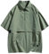 Men's Over-The-Head Water Resistant Hooded Jacket Shirts for Men Polo Short Sleeve Solid Color Golf Tops Zipper Work Polo Shirts Pockets Mens Tops Casual Smart Lapel Neck Tennis Polo Shirts