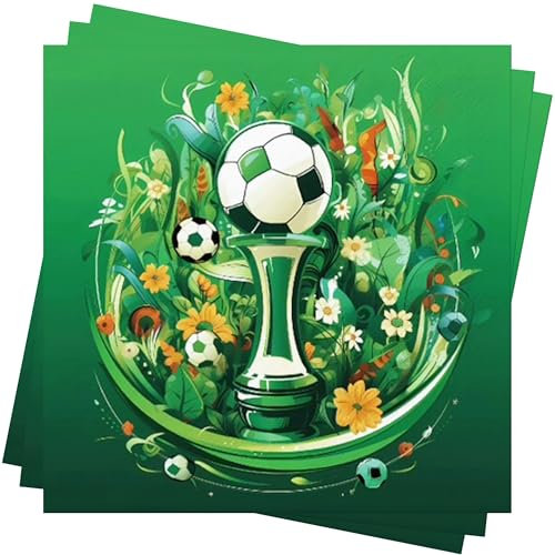 SUPJADE 40Stück Football Fußball Servietten EM 2024 Tischdeko Geburtstag Servietten Euro Fußball Deko Fußball PapierServietten Kindergeburtstags Deko Kinder Fußballservietten Tischdeko