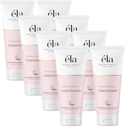 éla Natural Beauty Conditioner Repair & Protect - Vegane Haarpflege mit Pflanzlichem Keratin & Pflaumenkernöl - Für geschädigtes & strapaziertes Haar - Von Pamela Reif - 8 x 200ml