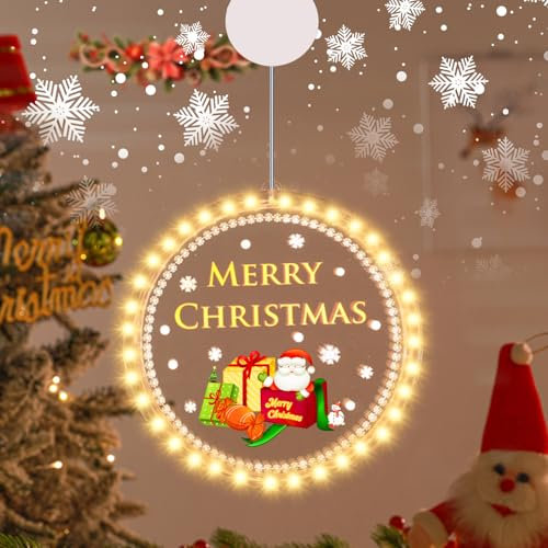 Luces Ventana Navidad con 36 Leds, Colores Santa Claus Luces LED Navidad 3D Colgante Luces Navidad con Pilas para Interior al Aire Libre Luces de la Ventana Decoracion Navidad