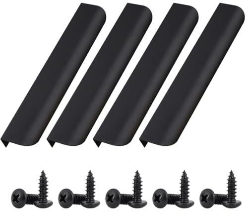 EIHI 4 Piezas 120mm Tiradores Ocultos para Armarios de Cocina Con tornillos, Tiradores de Puerta de Cajón en Aluminio, Manijas Ocultas Para Muebles de Cocina, Tirador Puerta Armario Invisible