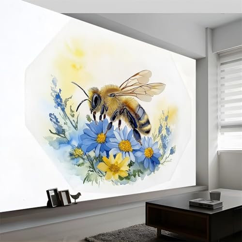 Carta da Parati 3D Murale 400 x 280 cm (L x A), Carta da Parati Fotografica Insetti Ad Acquerello Fiori, Carta da Parati Decorativa Arte Ad Acquerello, per Carta da Parati per Camera da Letto