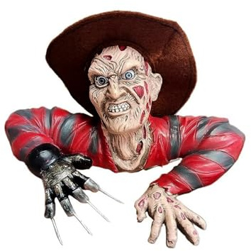 nezababy Freddy Statue Nightmare Krueger Tomb Walker Dekor Halloween Horror Dekoration Geschenk Bewegliche Figur Dekoration Halloween-Requisiten (Freddy Statue with Hat)