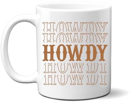 Ink Trendz Tasse à café rétro Western HOWDY Cowboy, cadeau pour adolescent, fille, garçon, cowgirl cowboy, tasse en céramique Wild West Country 325 ml