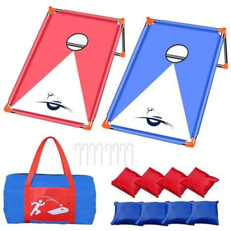 NZQXJXZ Cornhole Game for Adults and Kids, Portable Cornhole Toss Game Set with PVC Framed & 8 Bean Bags & Carrying Bag, Bean Bag Toss Game for Outdoor, Indoor, Backyard, Lawn, Beach, 3 x 2 Ft
