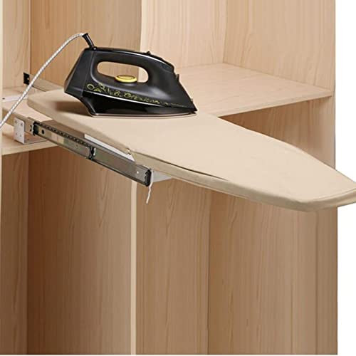 WJFTODAY Bügelbrett Klappbares Bügelbrett aus Holz mit um 180 ° drehbarer Schublade und h0 ° drehbarer Schublade und hitzebeständiger Abdeckung zum Platzsparen 810 x 310 mm Klappbare Bügelstation (A)
