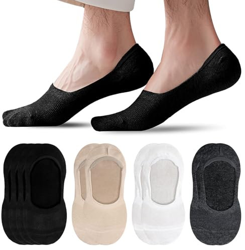 Soleeya 10 Paia Fantasmini Uomo Cotone 39-45, Calzini Invisibili Multicolori Estivi Mocassini Salvapiede, Morbidi Traspiranti Antiscivolo con Silicone