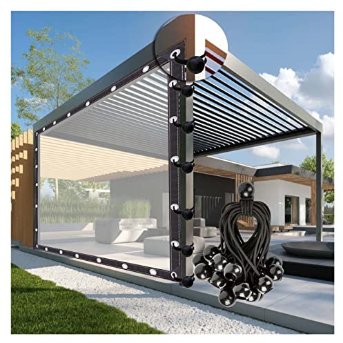 Transparente PE-Kunststoffplane, wasserdichte Abdeckung für Pergola, Veranda, Pavillon, anpassbare Größe 4 x 3 m, UV-beständige Outdoor-Plane mit Ösen, transparentes Terrassenüberdachung für