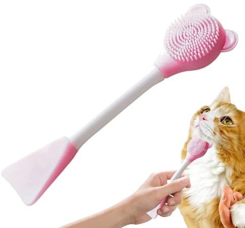 Cat Chin Scrubber - Brosse de nettoyage en silicone - Outil de nettoyage avec tête de pinceau douce - Massage pour chat - Brosse de nettoyage manuelle pour chat - Doux et B