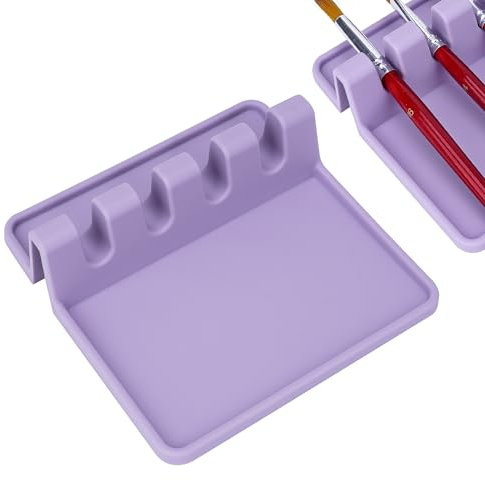 SHIDOW Silicone Paint Brush Holder, Holder for Artist, with 4 Slots Paint Brush Stand Rest,for Watercolor, Oil